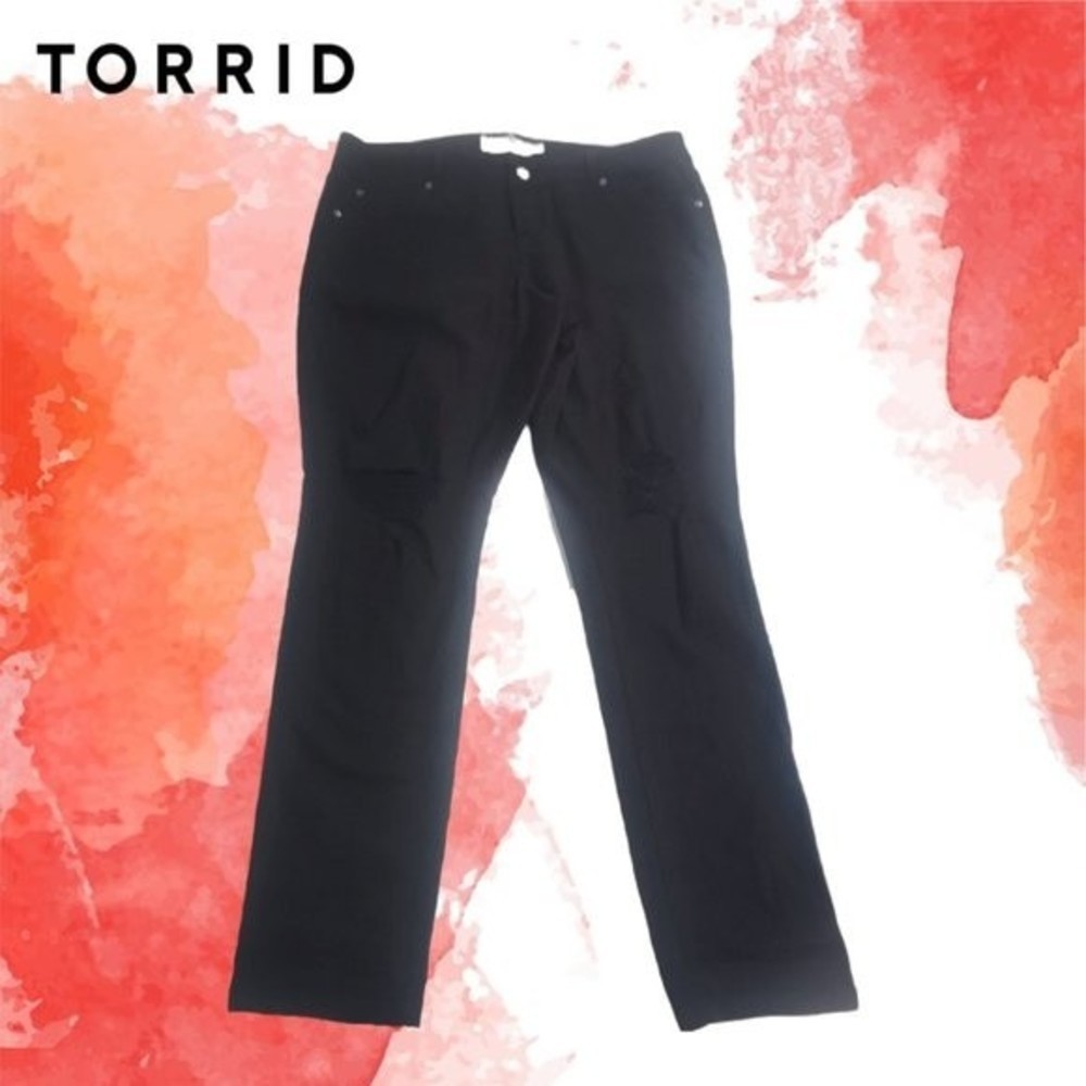 women's Torrid Distressed Boyfriend Jeans  | color: Black | Size: 14R